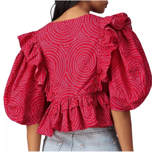 RHODE Blouse Elodie Printed Ruffle Crop Top - Picture 5 of 5